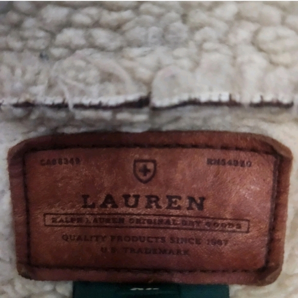 Lauren Ralph Lauren Vintage Sherpa Lined Brown Suede Coat Faux Size XL Winter - Picture 4 of 7